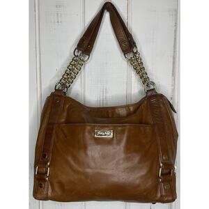 GRACE ADELE Purse Chestnut Brown Leather Bag Gold Chain Straps Western Chic